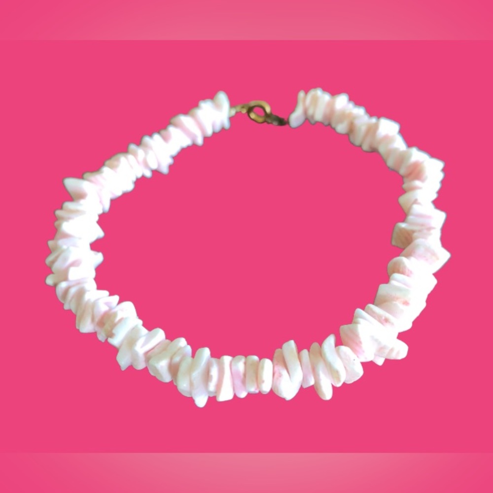 Pink Puka Shell Ankle Bracelet 10”